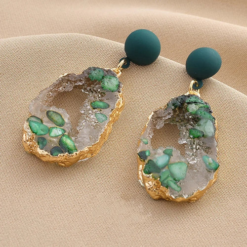 WMT Vintage Emerald Irregular Earrings