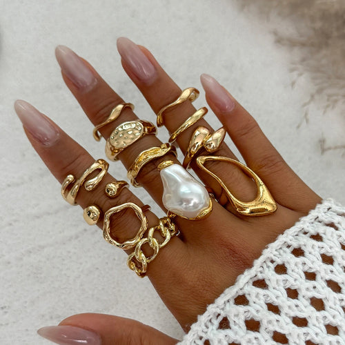 WMT Women Goth Irregular Geometric Ring Wedding Finger Jewelry